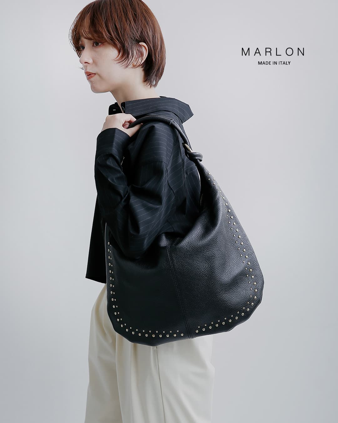 MARLON(マーロン)ドラーロレザー スタッズ トートバッグ 96-mar-bs6103