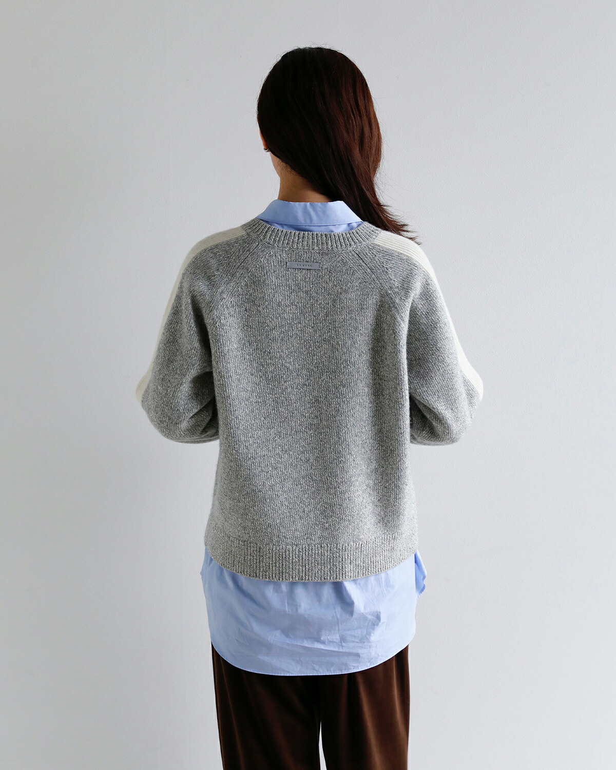 ANNUAL(アニュアル)ウールカシミヤ 配色スリーブ ニット セーター Fusion Knit Pullover a1213-317po09  秋冬