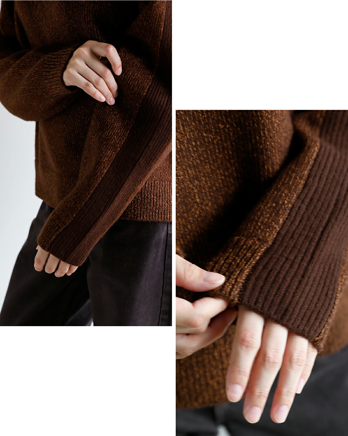 ANNUAL(アニュアル)ウールカシミヤ 配色スリーブ ニット セーター Fusion Knit Pullover a1213-317po09  秋冬