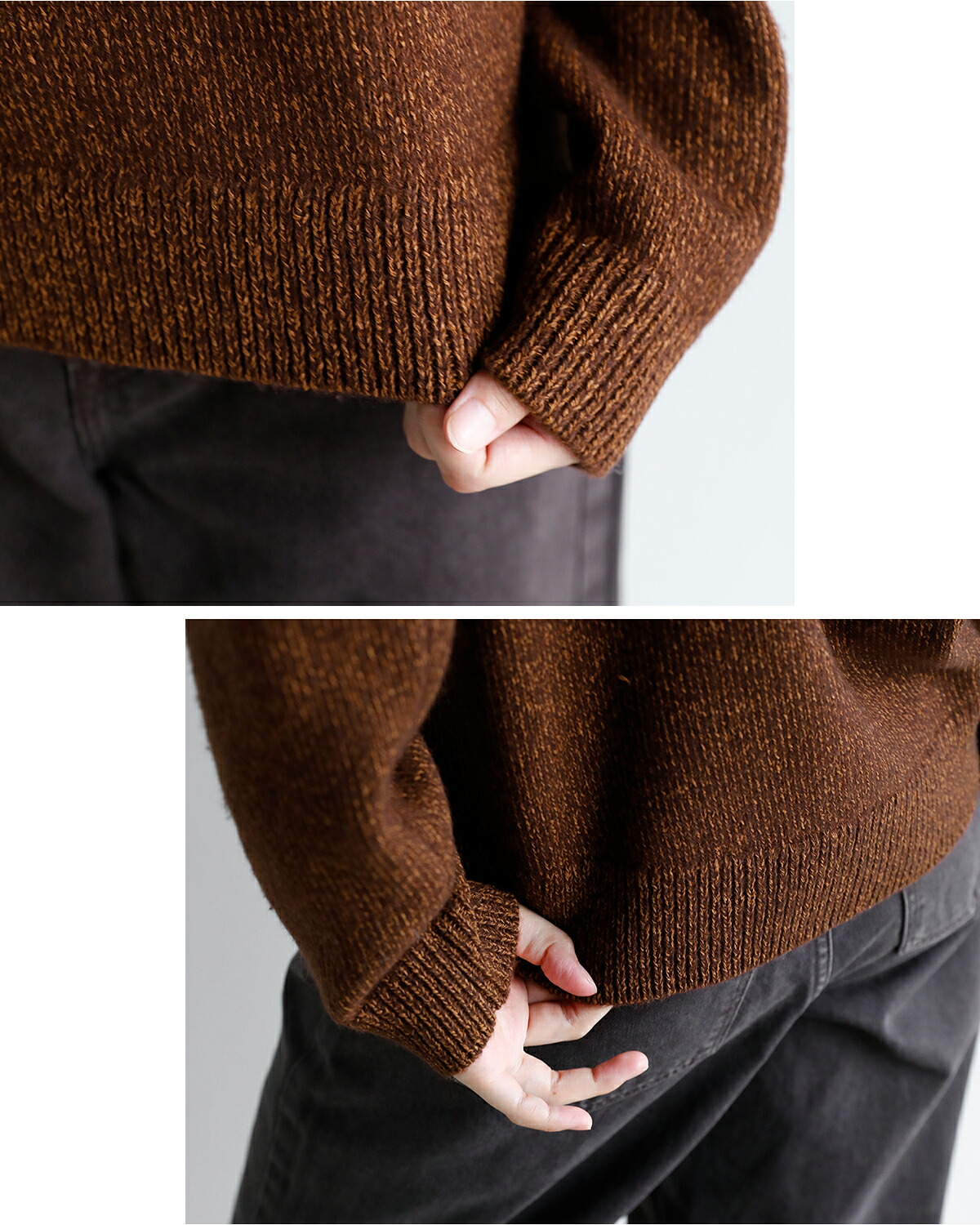 ANNUAL(アニュアル)ウールカシミヤ 配色スリーブ ニット セーター Fusion Knit Pullover a1213-317po09  秋冬