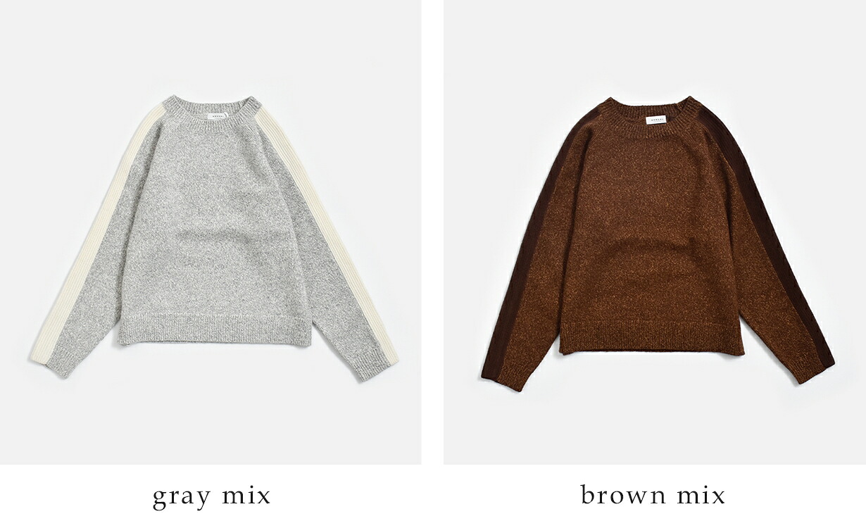 ANNUAL(アニュアル)ウールカシミヤ 配色スリーブ ニット セーター Fusion Knit Pullover a1213-317po09  秋冬