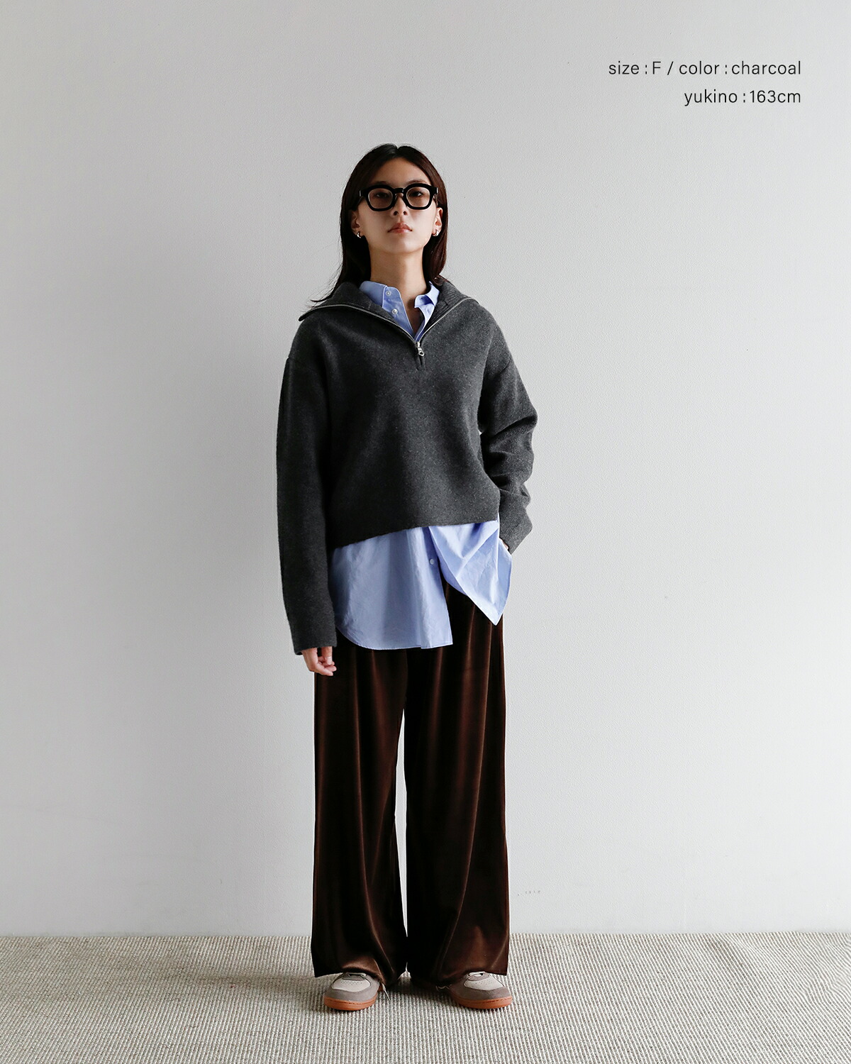 ANNUAL(アニュアル)ウールカシミア ハーフジップ ニット プルオーバー Half Zip Short Pullover a1213-317po10  秋冬