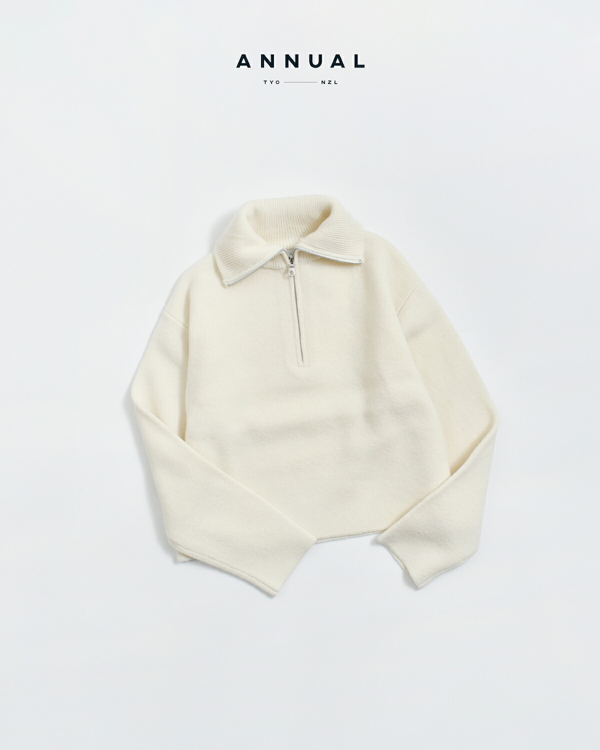 ANNUAL(アニュアル)ウールカシミア ハーフジップ ニット プルオーバー Half Zip Short Pullover a1213-317po10  秋冬