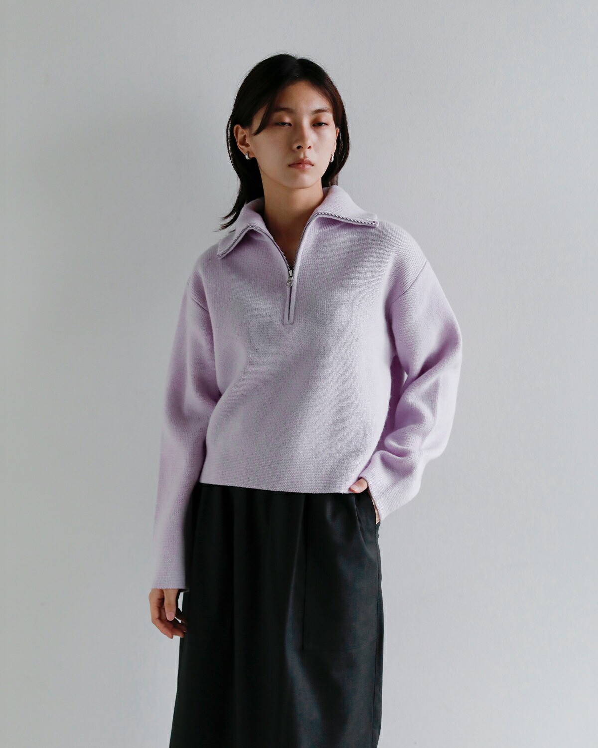 ANNUAL(アニュアル)ウールカシミア ハーフジップ ニット プルオーバー Half Zip Short Pullover a1213-317po10  秋冬