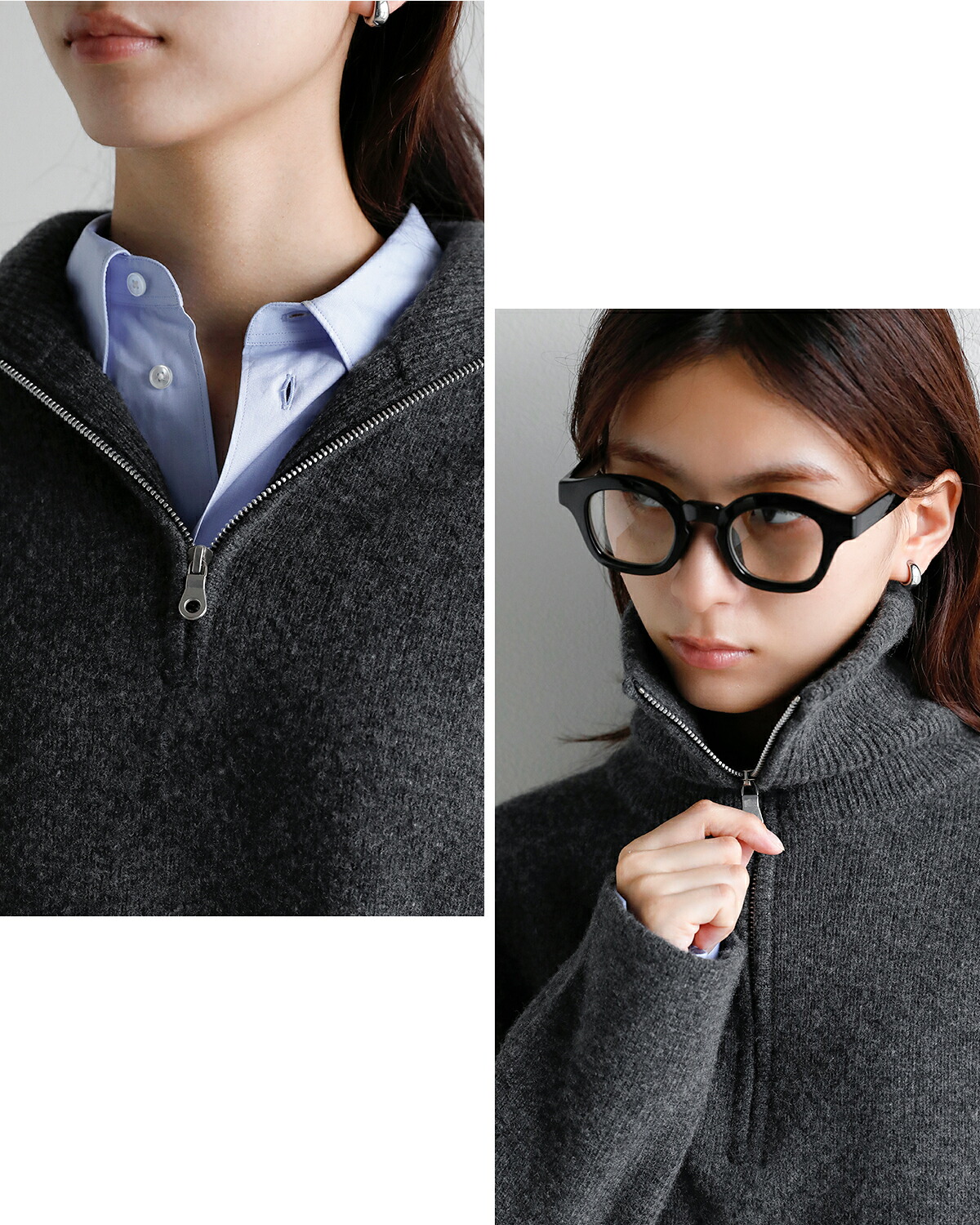 ANNUAL(アニュアル)ウールカシミア ハーフジップ ニット プルオーバー Half Zip Short Pullover a1213-317po10  秋冬