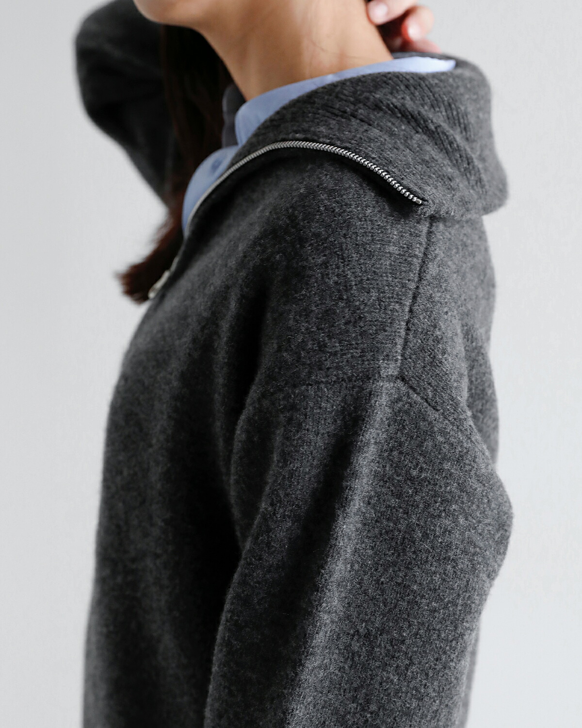 ANNUAL(アニュアル)ウールカシミア ハーフジップ ニット プルオーバー Half Zip Short Pullover a1213-317po10  秋冬