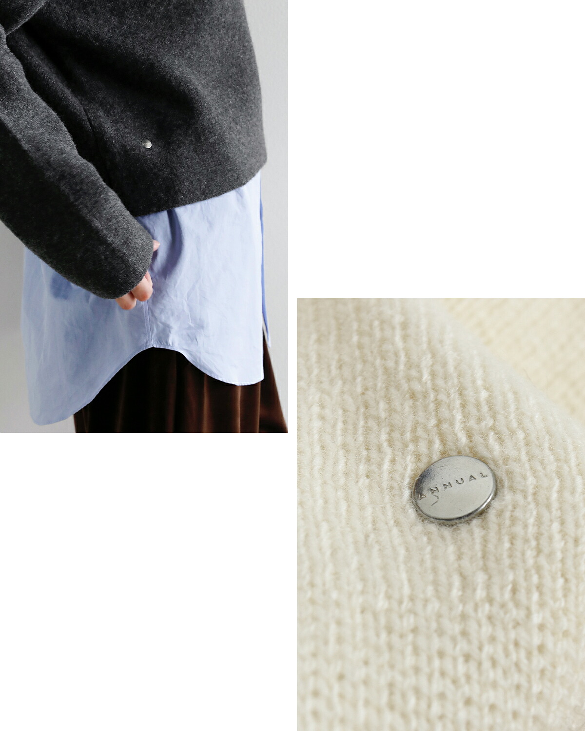 ANNUAL(アニュアル)ウールカシミア ハーフジップ ニット プルオーバー Half Zip Short Pullover a1213-317po10  秋冬
