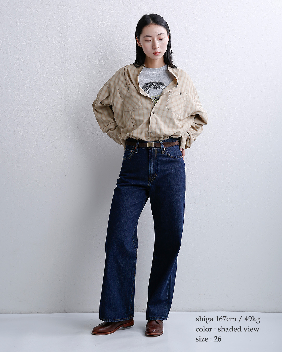 Levi’sコットン デニム ワイドレッグパンツ RIBCAGE WIDE LEG H223 a6081