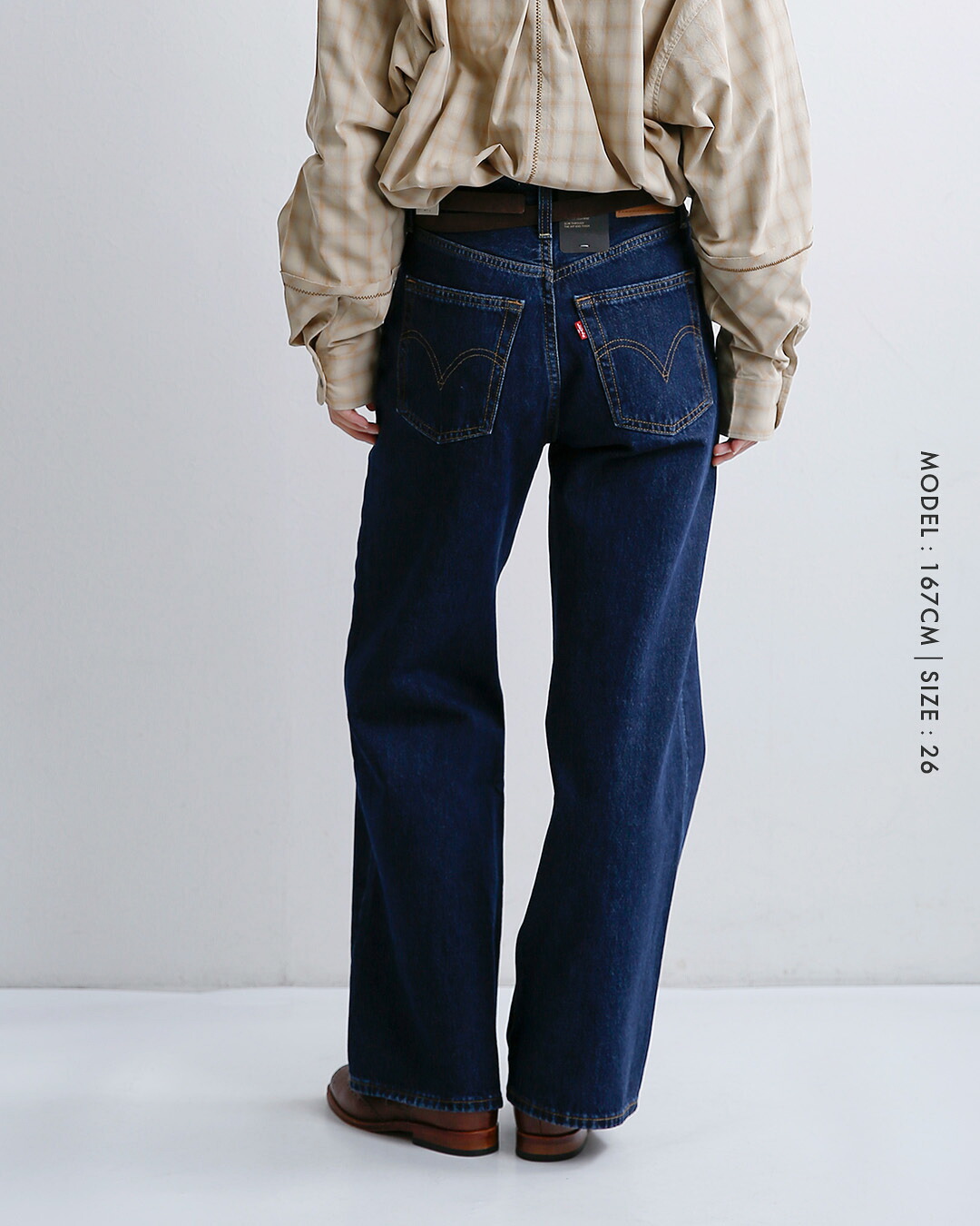 Levi’sコットン デニム ワイドレッグパンツ RIBCAGE WIDE LEG H223 a6081