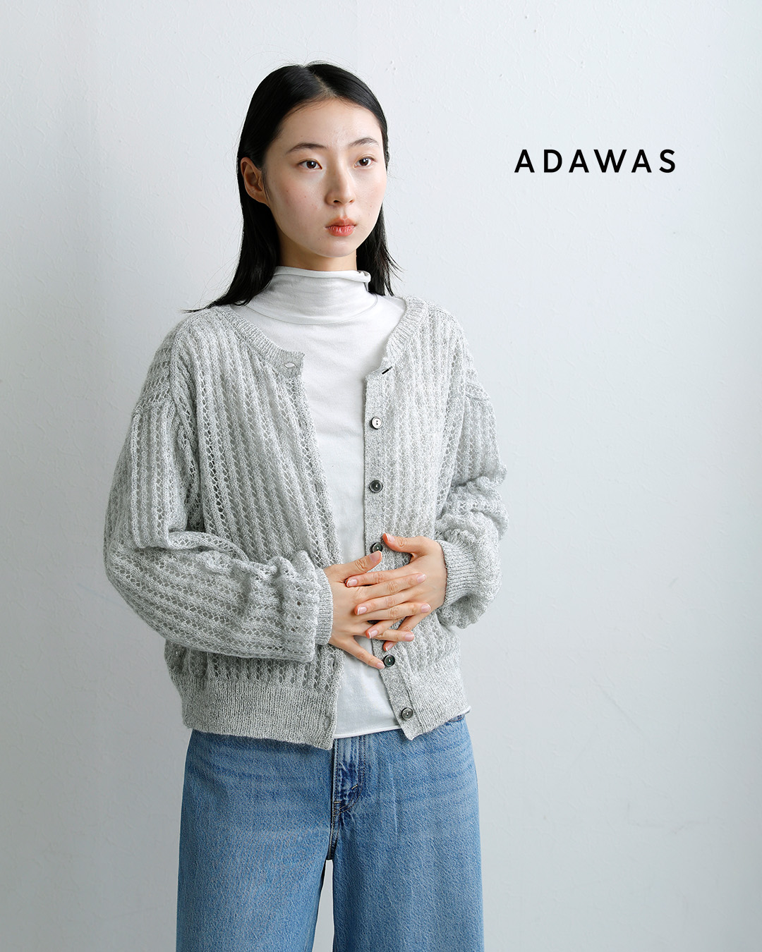 ADAWASブリリアント キッドモヘヤ ラメ入り 前後2way ニット セーター adws-601-11