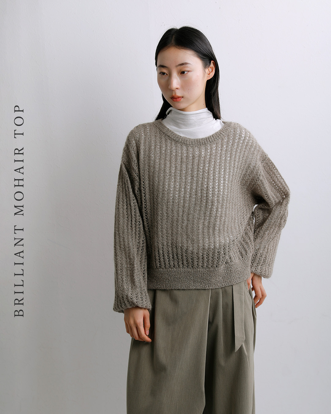 ADAWASブリリアント キッドモヘヤ ラメ入り 前後2way ニット セーター adws-601-11