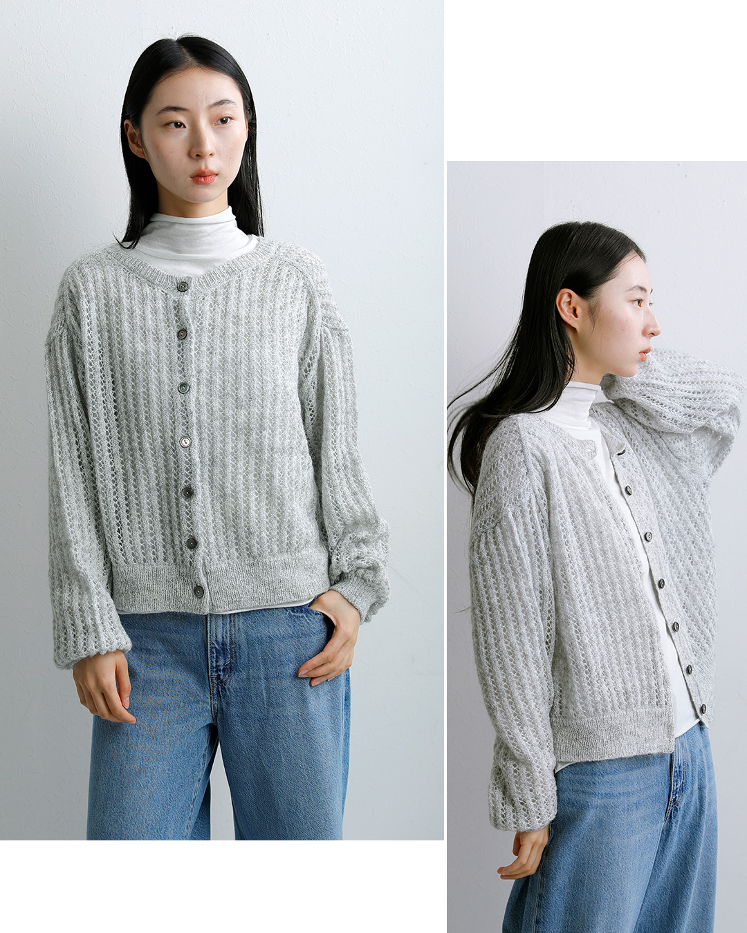 ADAWASブリリアント キッドモヘヤ ラメ入り 前後2way ニット セーター adws-601-11