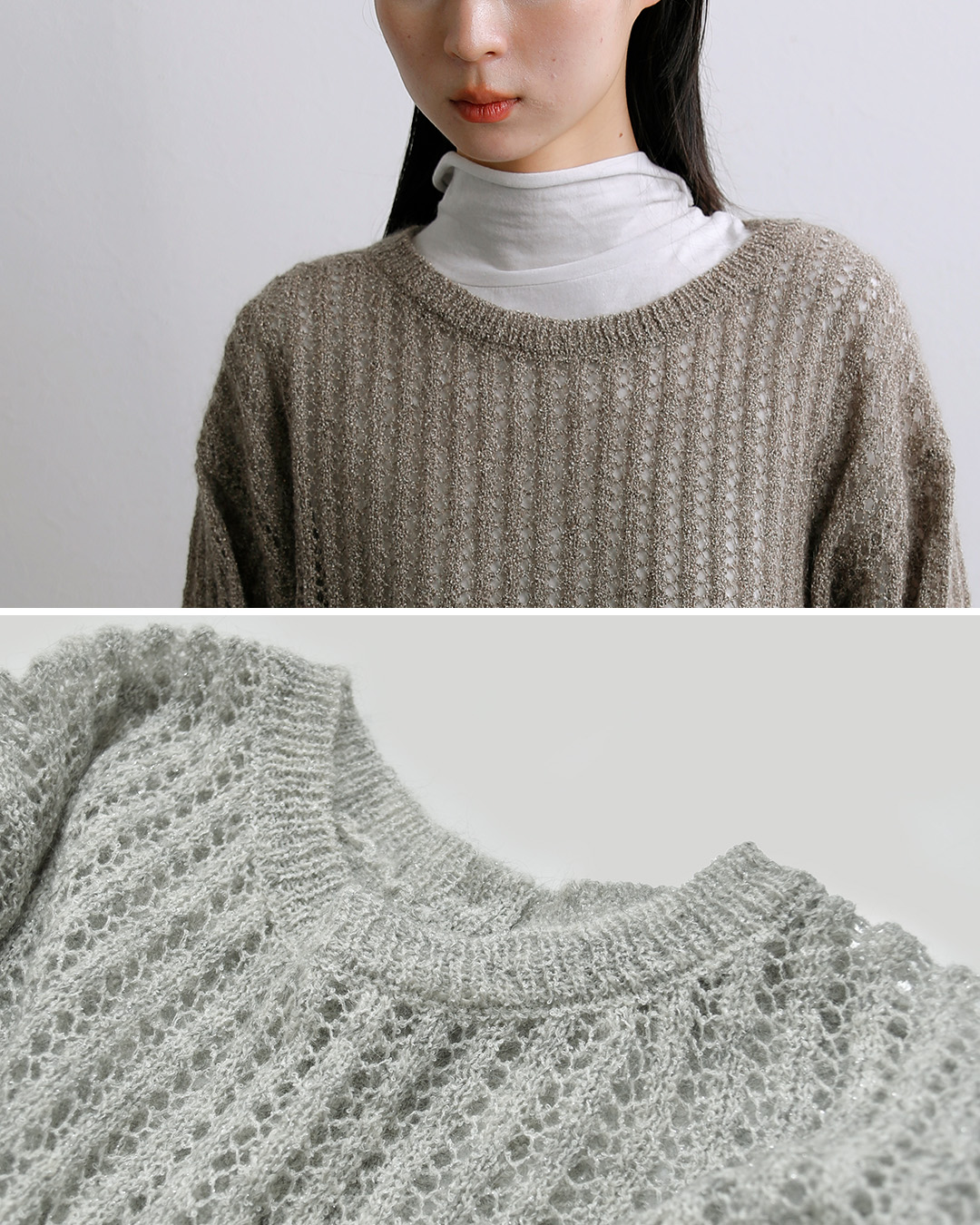 ADAWASブリリアント キッドモヘヤ ラメ入り 前後2way ニット セーター adws-601-11