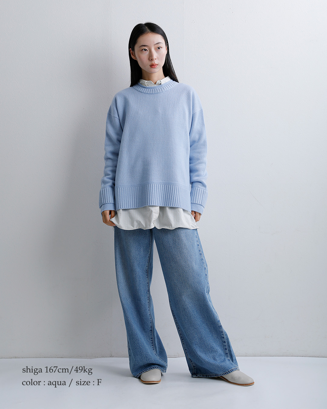 ADAWASカシミヤブレンド クルーネック ニットセーター adws-601-33-same1