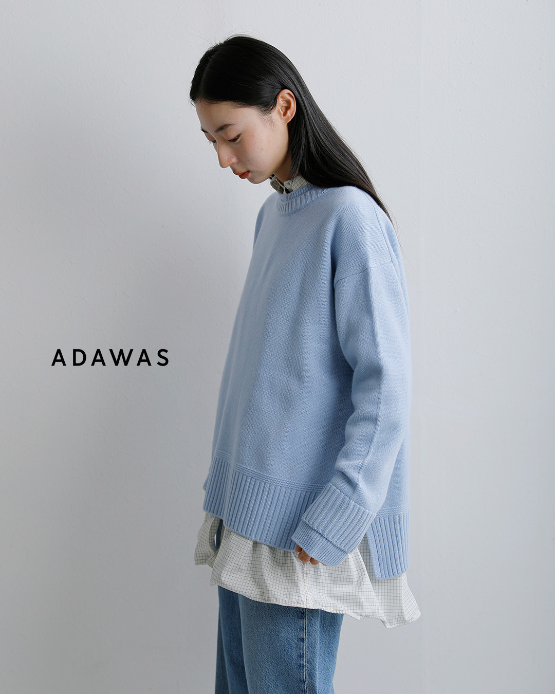 ADAWASカシミヤブレンド クルーネック ニットセーター adws-601-33-same1