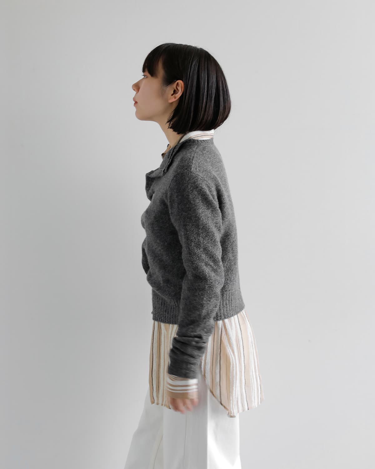 AKANE UTSUNOMIYA(アカネウツノミヤ)スーパーファインラムズウール カシミヤ アシンメトリー ジャケット akes-017