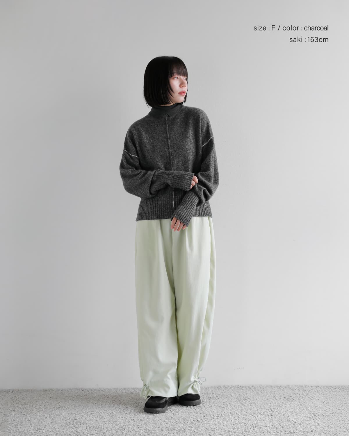 AKANE UTSUNOMIYA(アカネウツノミヤ)ラムズウールカシミヤ配色レイヤードカラー ニットセーター akes-018