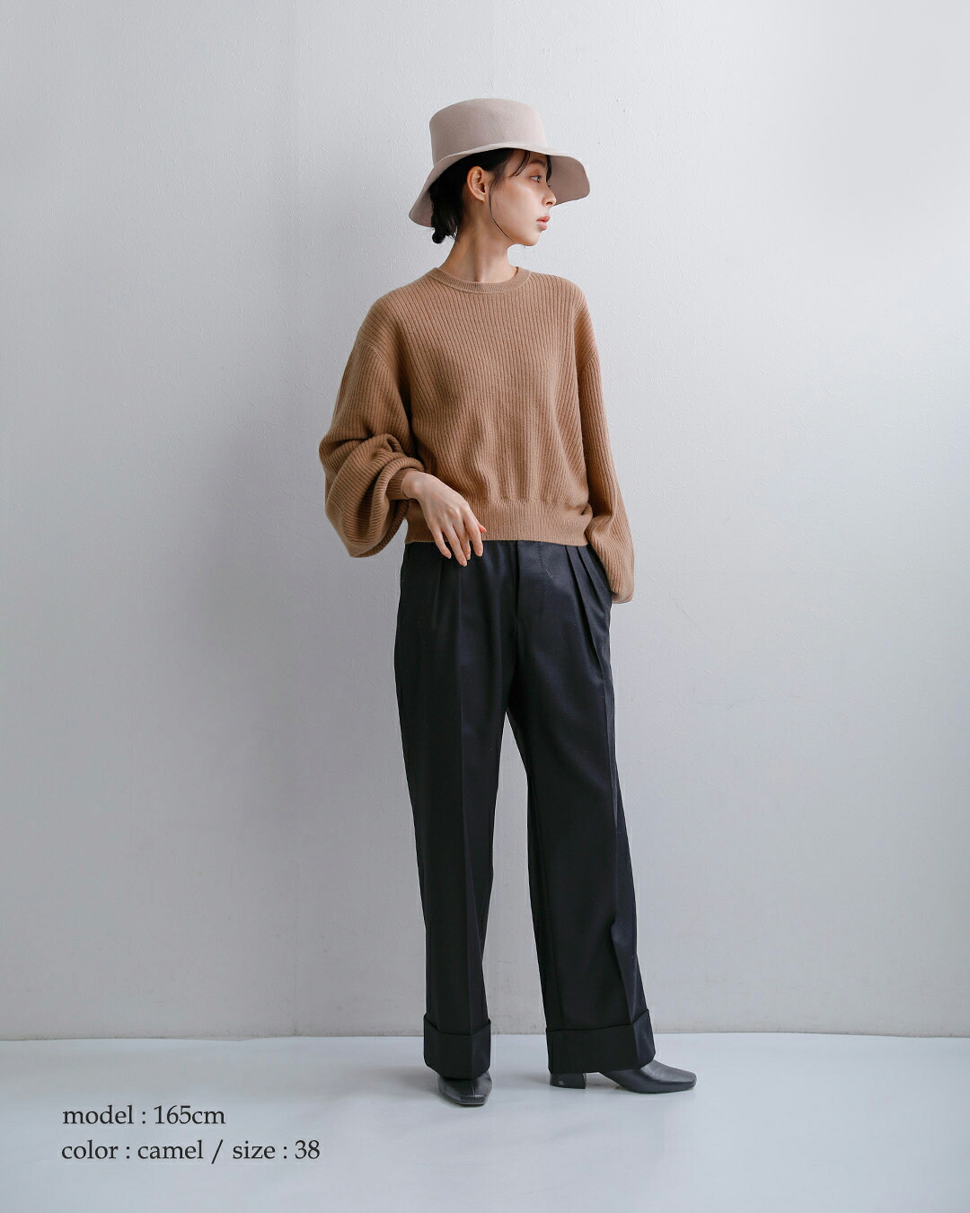 COUTURE D’ADAM(クチュールドアダム)カシミヤ アラビアンスリーブ リブ ニット セーター arb-csh-rib-po