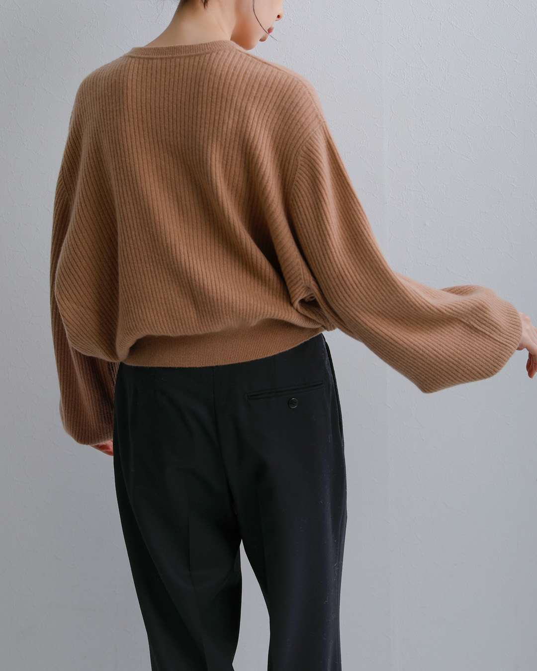 COUTURE D’ADAM(クチュールドアダム)カシミヤ アラビアンスリーブ リブ ニット セーター arb-csh-rib-po
