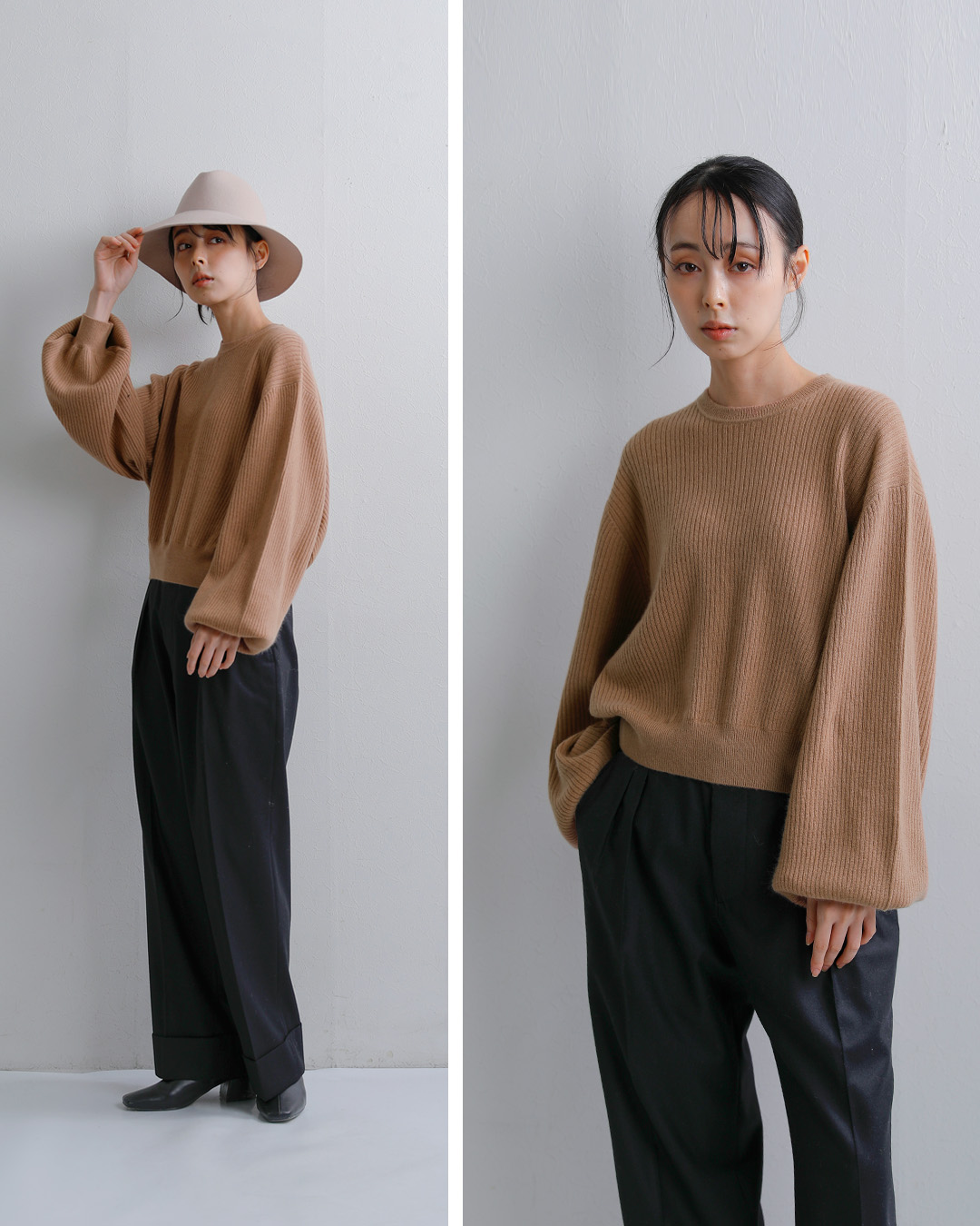 COUTURE D’ADAM(クチュールドアダム)カシミヤ アラビアンスリーブ リブ ニット セーター arb-csh-rib-po