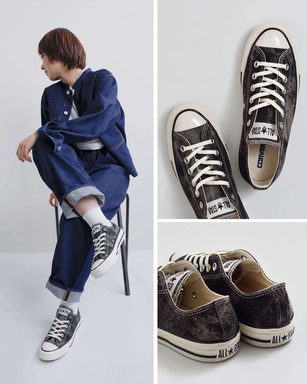 CONVERSE(コンバース)オールスター エイジド ブリーチデニム OX スニーカー as-a-bdenim-ox