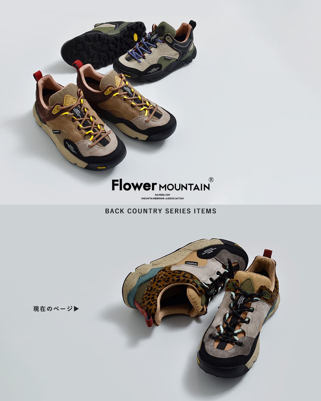 Flower MOUNTAINバックカントリー ピッグレザー コーデュラナイロン トレッキング スニーカー BACK COUNTRY backcountry-same1