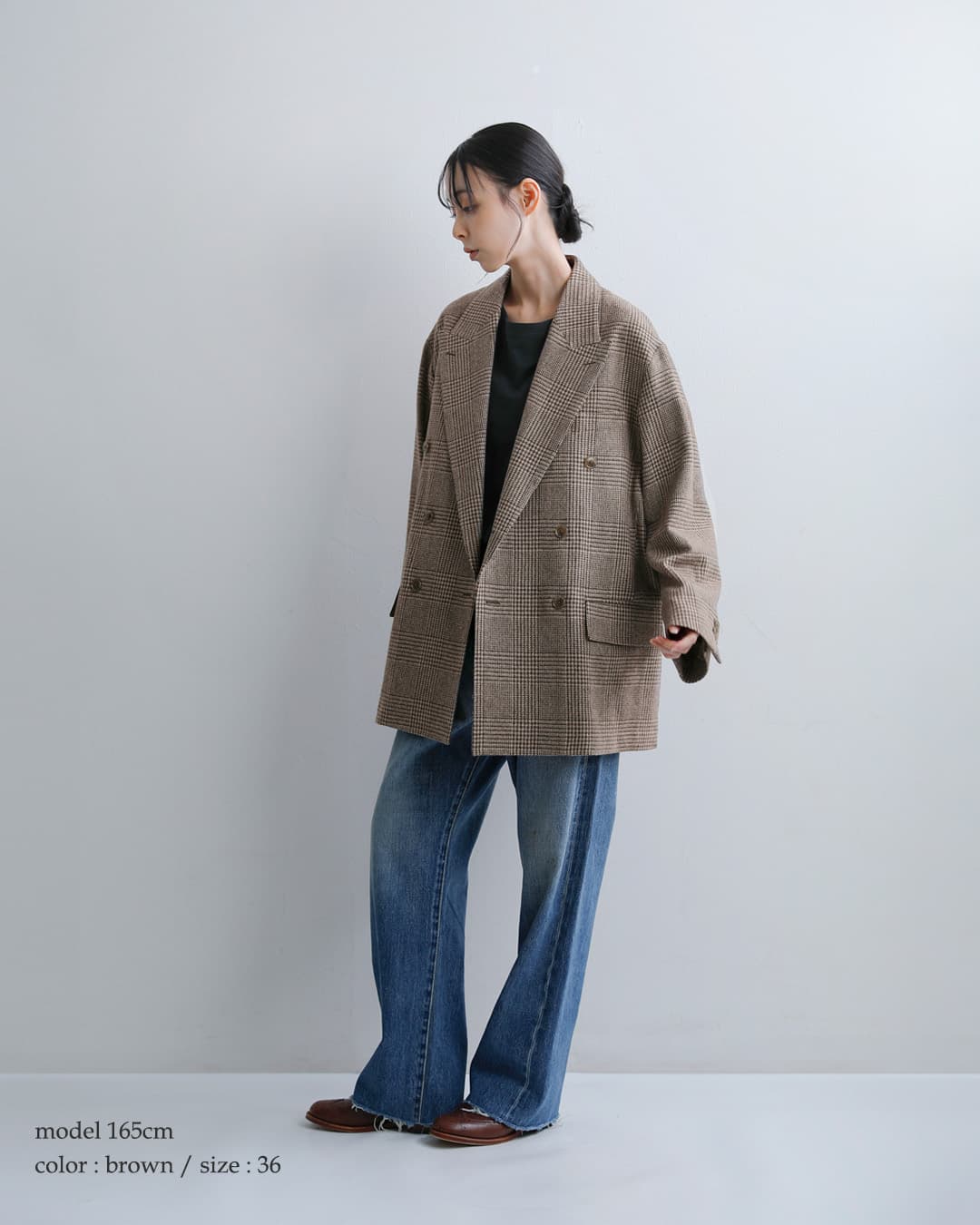 COUTURE D’ADAM(クチュールドアダム)カシミヤブレンド ストライプ/アルパカブレンド グレンチェック BIG ダブルジャケット big-jk-double