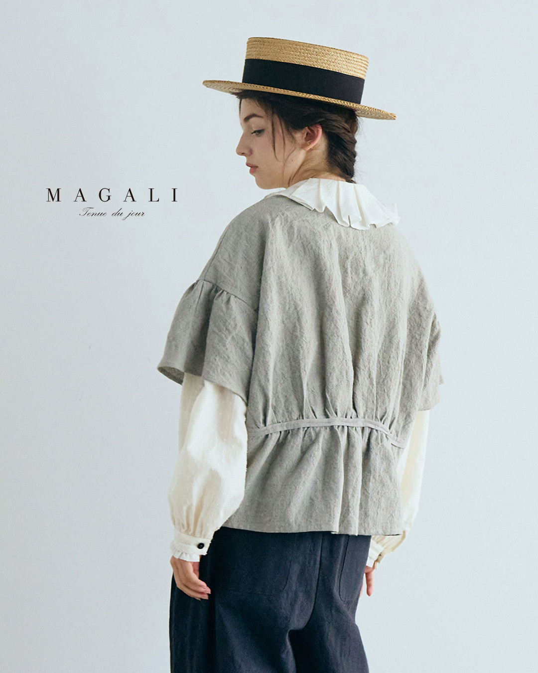 MAGALIトリプルウォッシュリネン カシュクール ジレ bl286