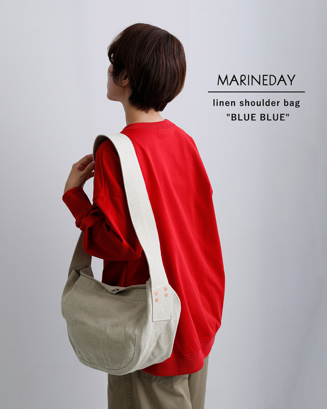 MARINE DAYリネンキャンバス ショルダーバッグ “BLUEBLUE” blueblue-linen