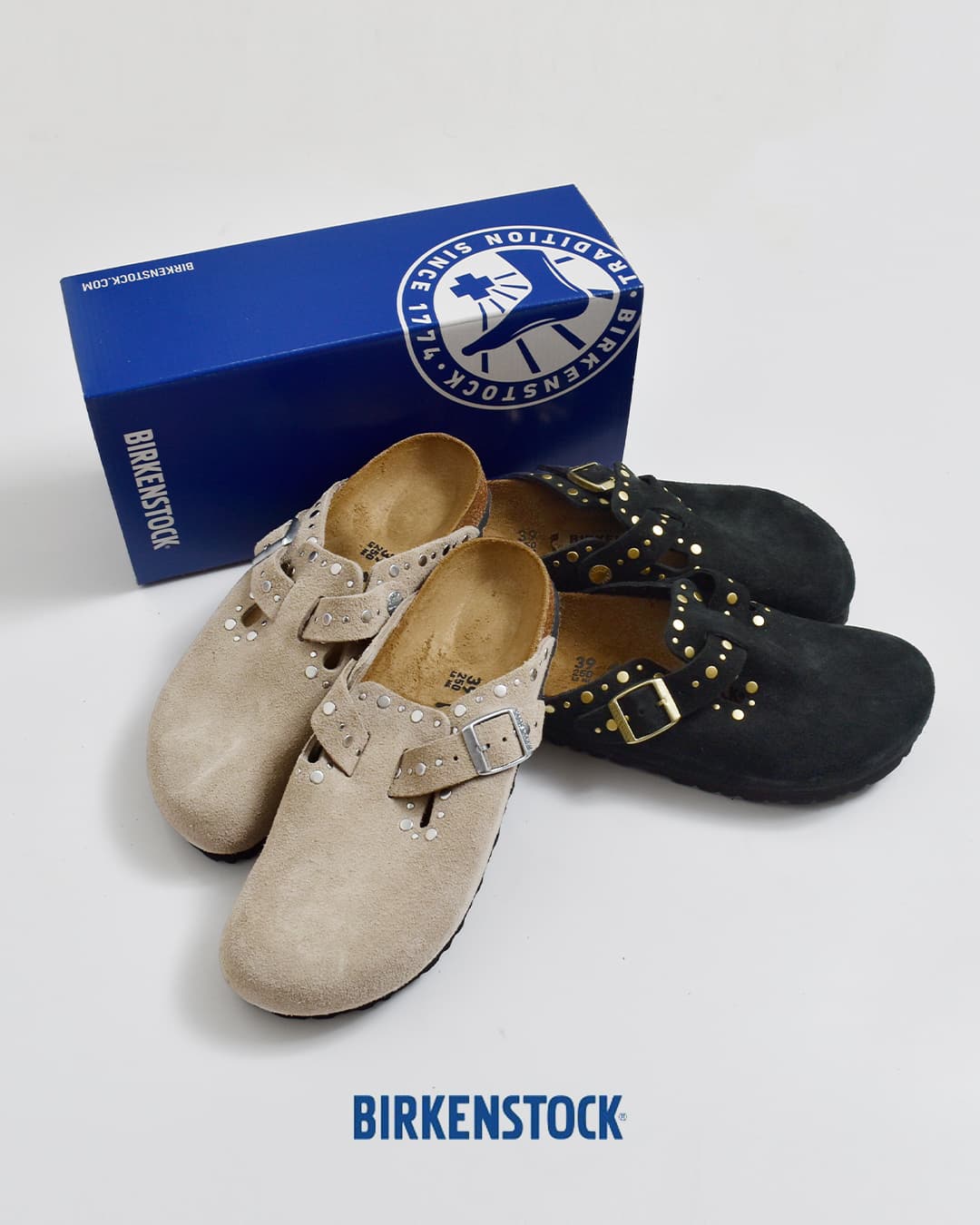 BIRKENSTOCK(ビルケンシュトック)ボストン リベット スエードレザー ナロー フラット サンダル BOSTON RIVET boston-rivet