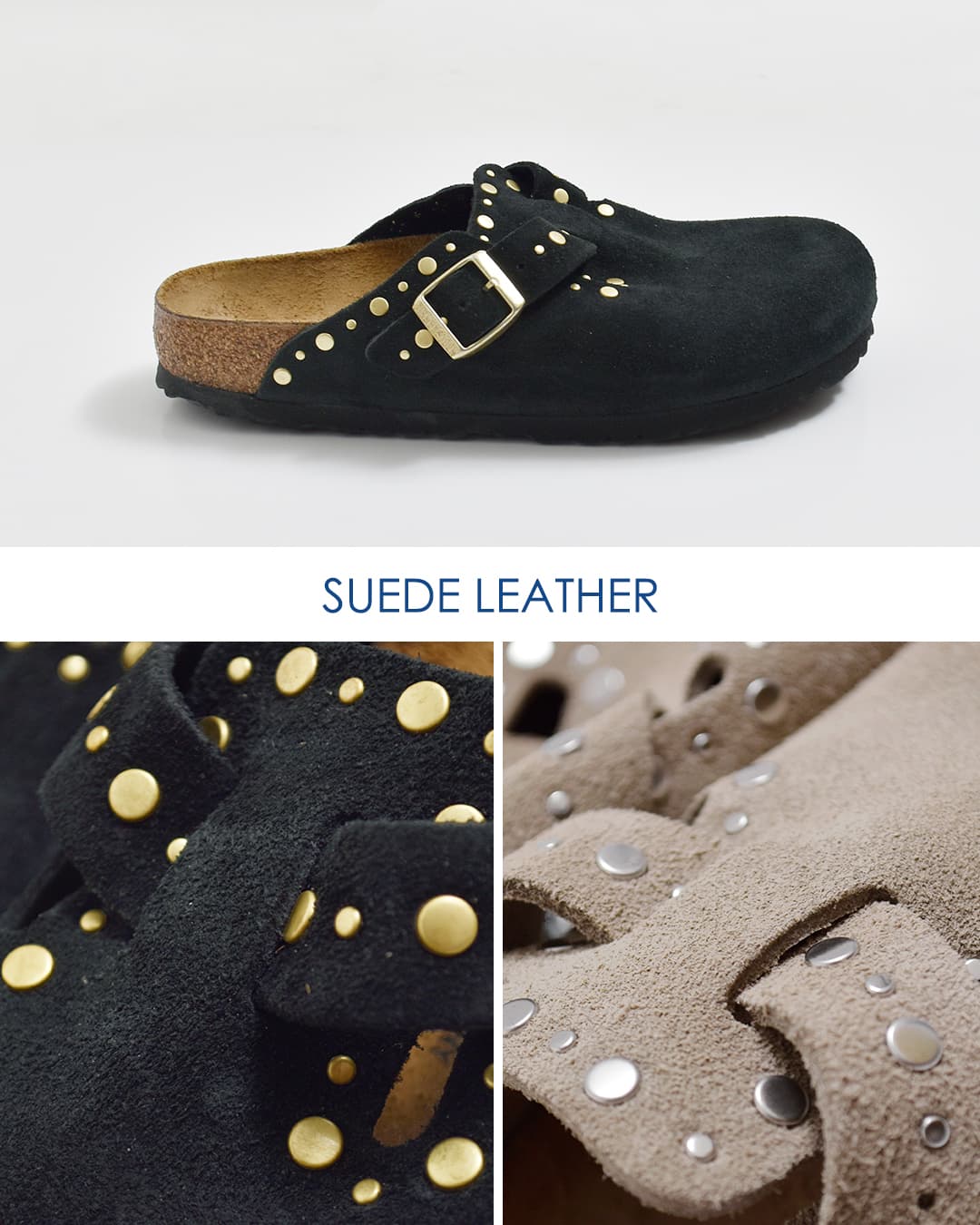 BIRKENSTOCK(ビルケンシュトック)ボストン リベット スエードレザー ナロー フラット サンダル BOSTON RIVET boston-rivet