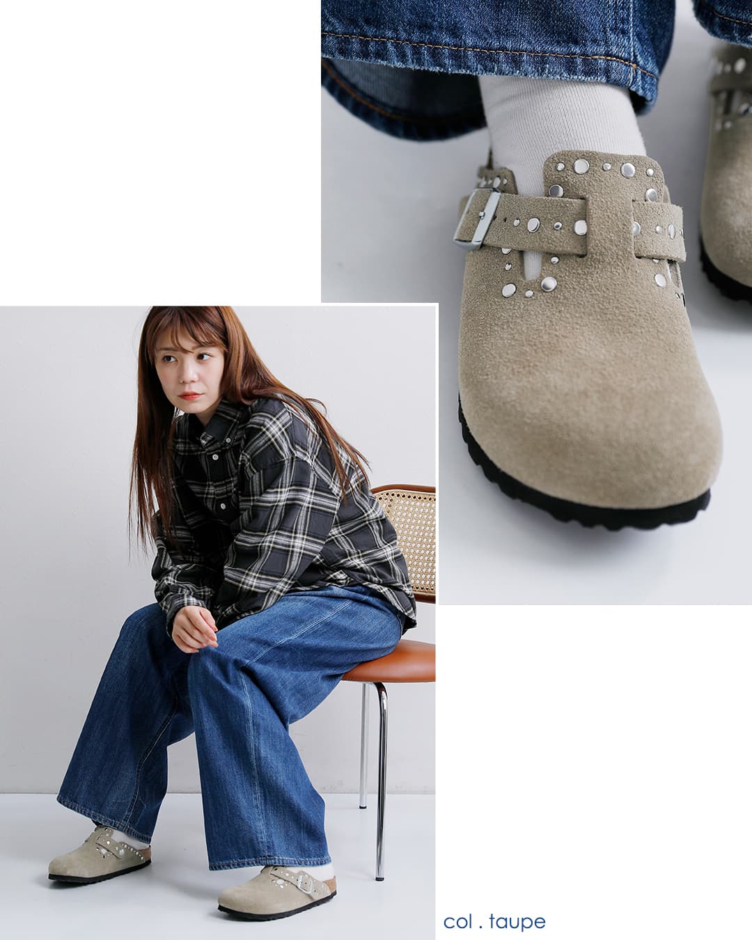 BIRKENSTOCK(ビルケンシュトック)ボストン リベット スエードレザー ナロー フラット サンダル BOSTON RIVET boston-rivet