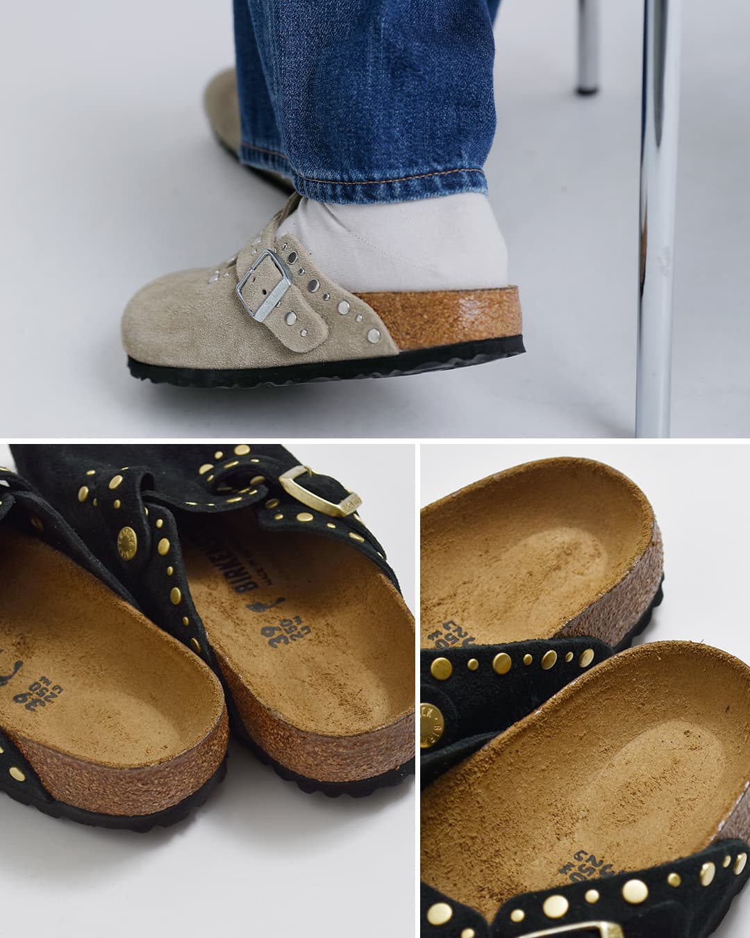 BIRKENSTOCK(ビルケンシュトック)ボストン リベット スエードレザー ナロー フラット サンダル BOSTON RIVET boston-rivet