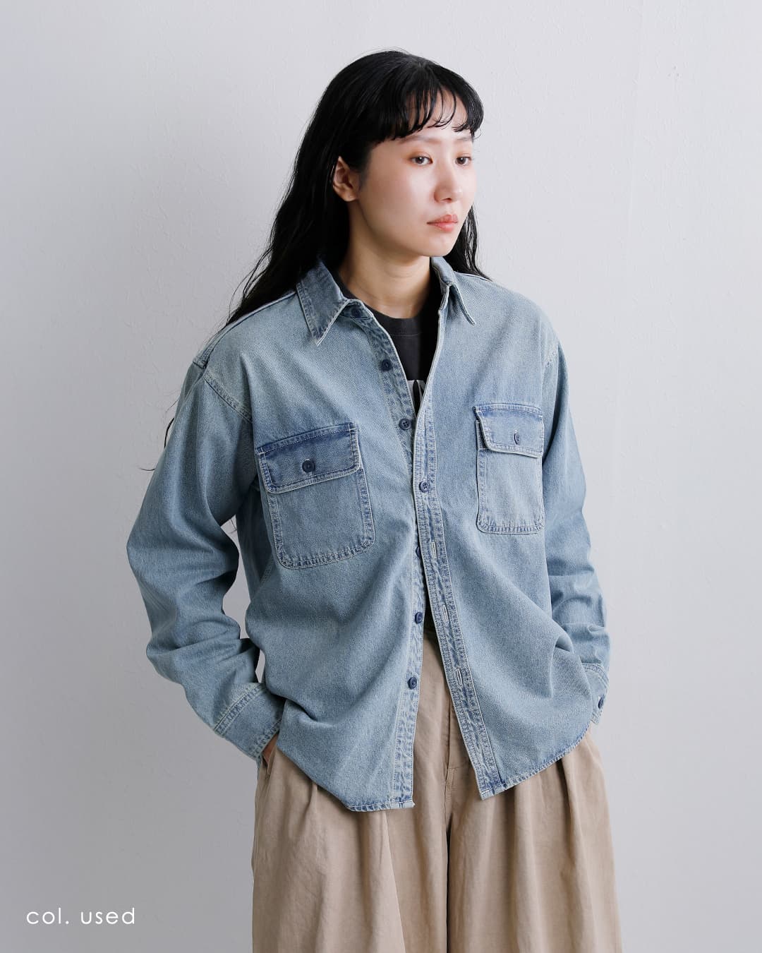 Cloth & Cross デニムシャツ 長袖 CLOTH ACROSS クロスアクロス コットン 9ozデニム シャツ DENIM SHIRT
