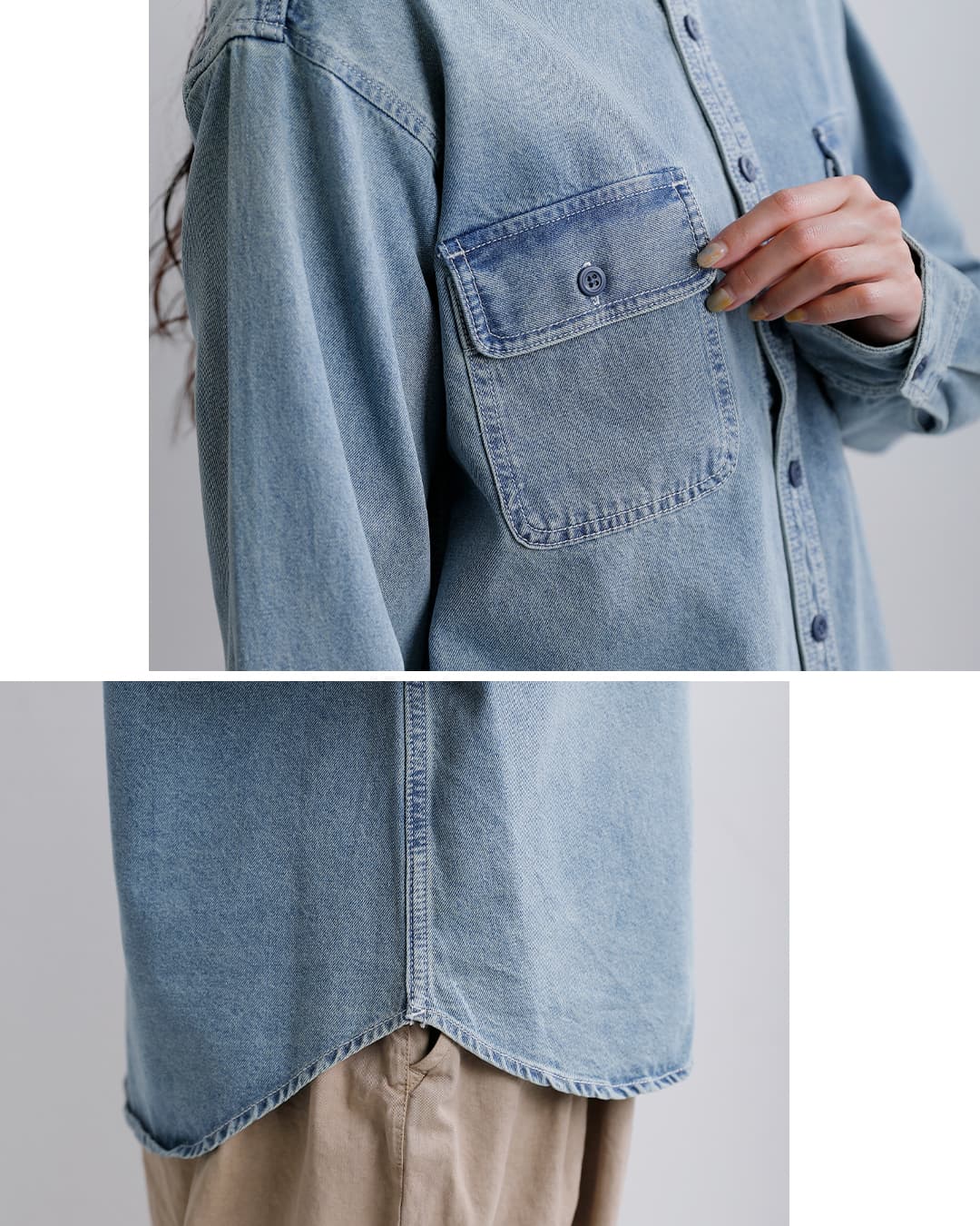 Cloth & Cross デニムシャツ 長袖 CLOTH ACROSS クロスアクロス コットン 9ozデニム シャツ DENIM SHIRT