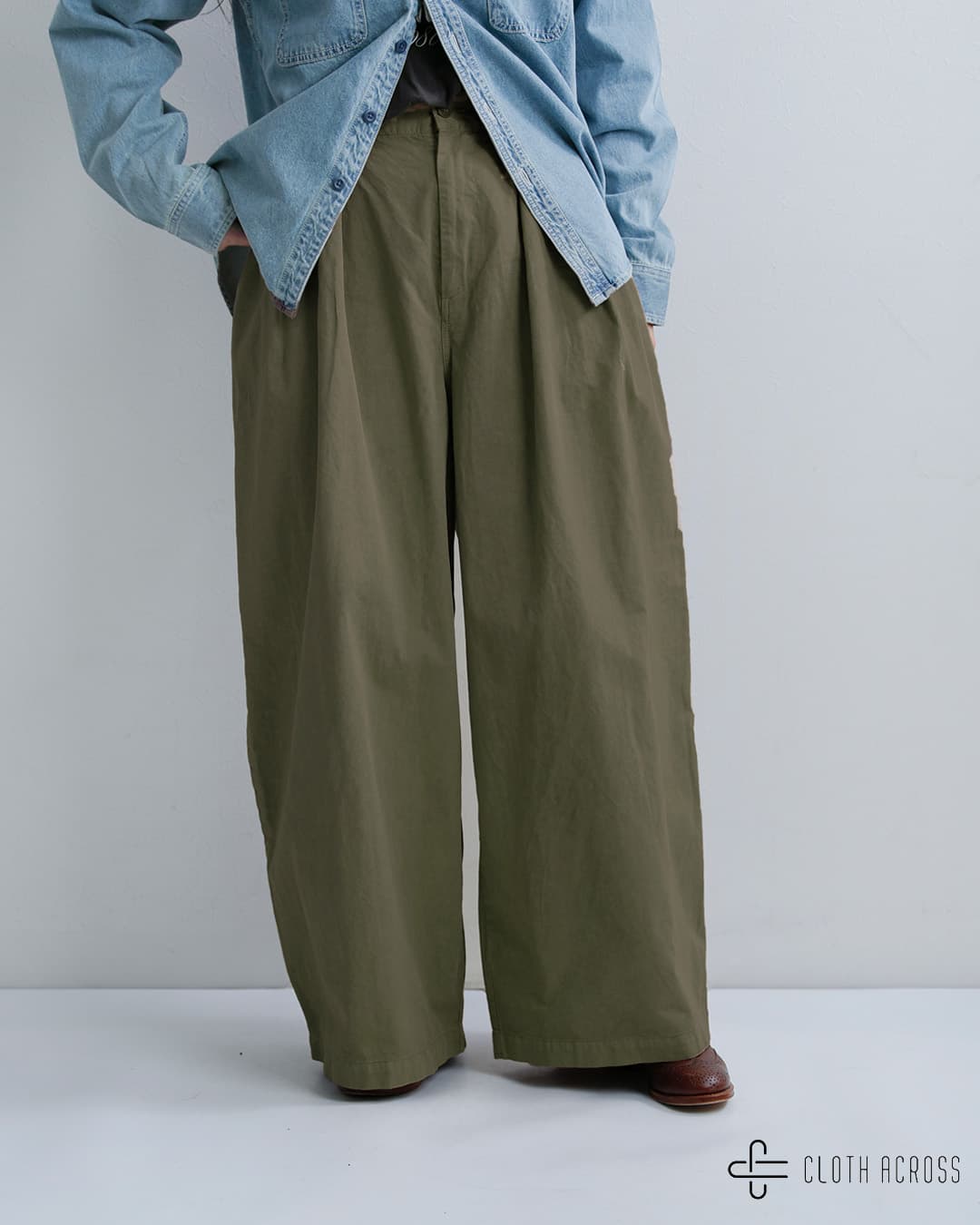 CLOTH ACROSS(クロスアクロス)コットン ビッグ チノパンツ BIG CHINO PANTS ca26f24