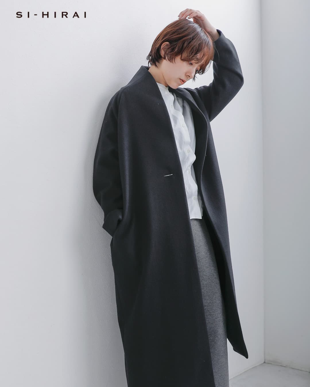 SI-HIRAI(�X�[�q���C)�X�y�V���������g�� �m�[�J���[ �����O�R�[�g NO COLLER COAT chaw26-4218