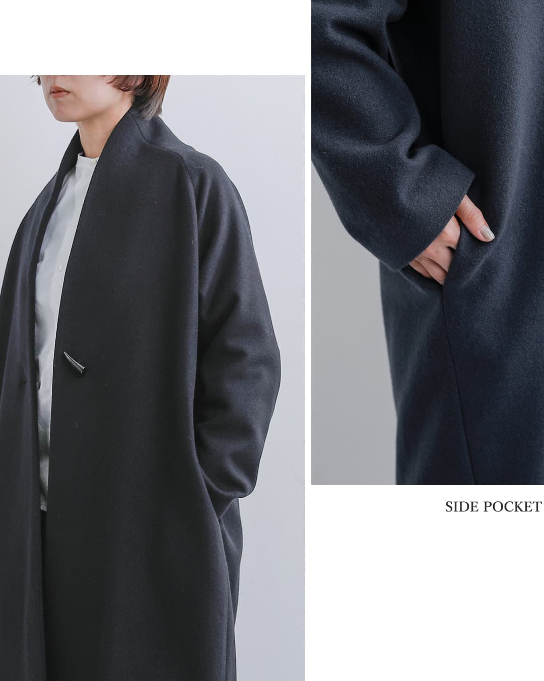 SI-HIRAI(�X�[�q���C)�X�y�V���������g�� �m�[�J���[ �����O�R�[�g NO COLLER COAT chaw26-4218