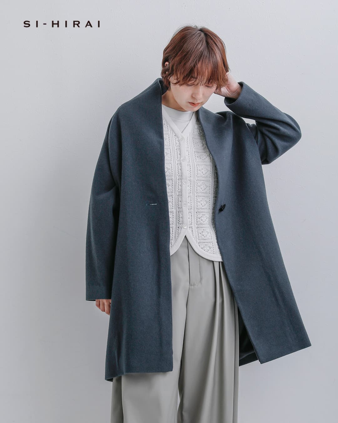 SI-HIRAI(�X�[�q���C)�X�y�V���������g�� �m�[�J���[�R�[�g SHORT NO COLLER COAT chaw26-4218sh