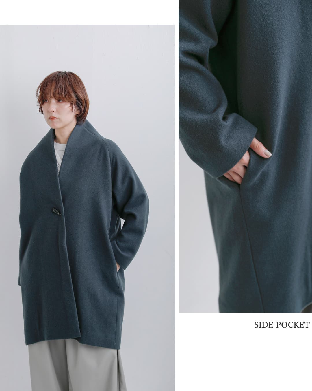 SI-HIRAI(�X�[�q���C)�X�y�V���������g�� �m�[�J���[�R�[�g SHORT NO COLLER COAT chaw26-4218sh