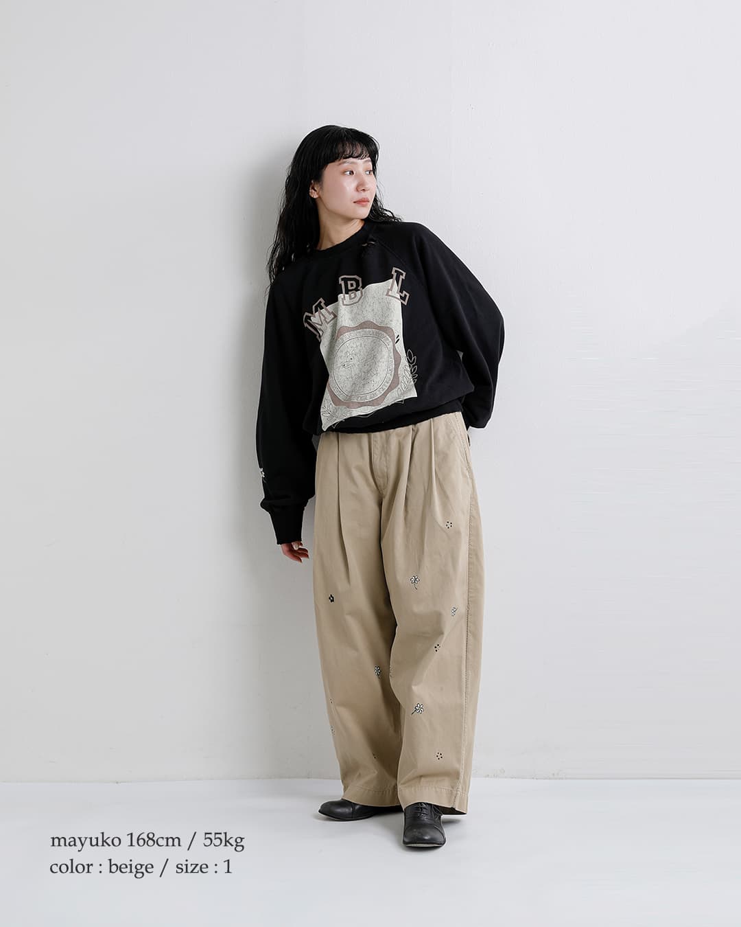 my beautiful landlet(マイ ビューティフル ランドレット)コットン フラワー柄 ツータック ワイドパンツ mbl-wd-chino-pt1-f