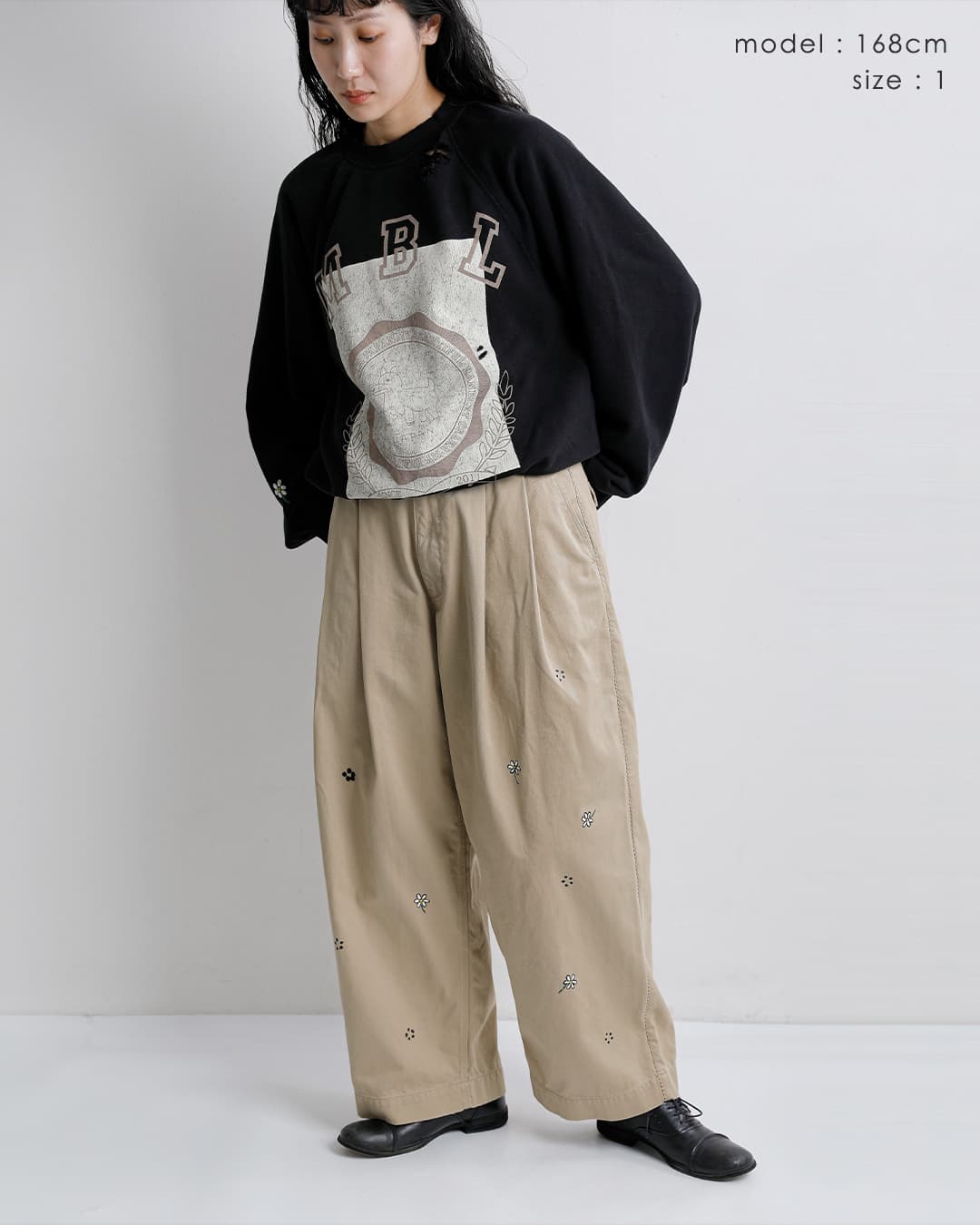 my beautiful landlet(マイ ビューティフル ランドレット)コットン フラワー柄 ツータック ワイドパンツ mbl-wd-chino-pt1-f