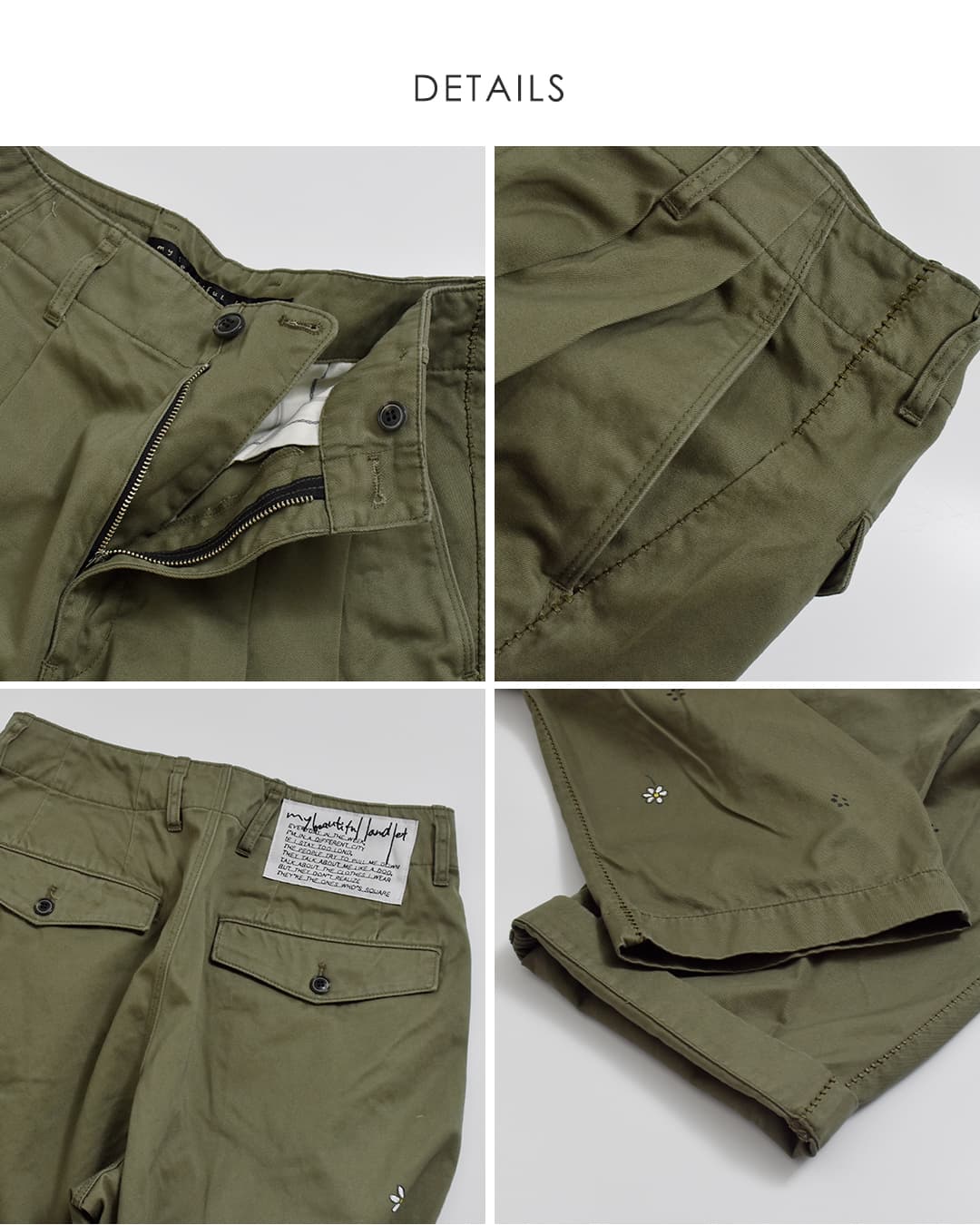 my beautiful landlet(マイ ビューティフル ランドレット)コットン フラワー柄 ツータック ワイドパンツ mbl-wd-chino-pt1-f