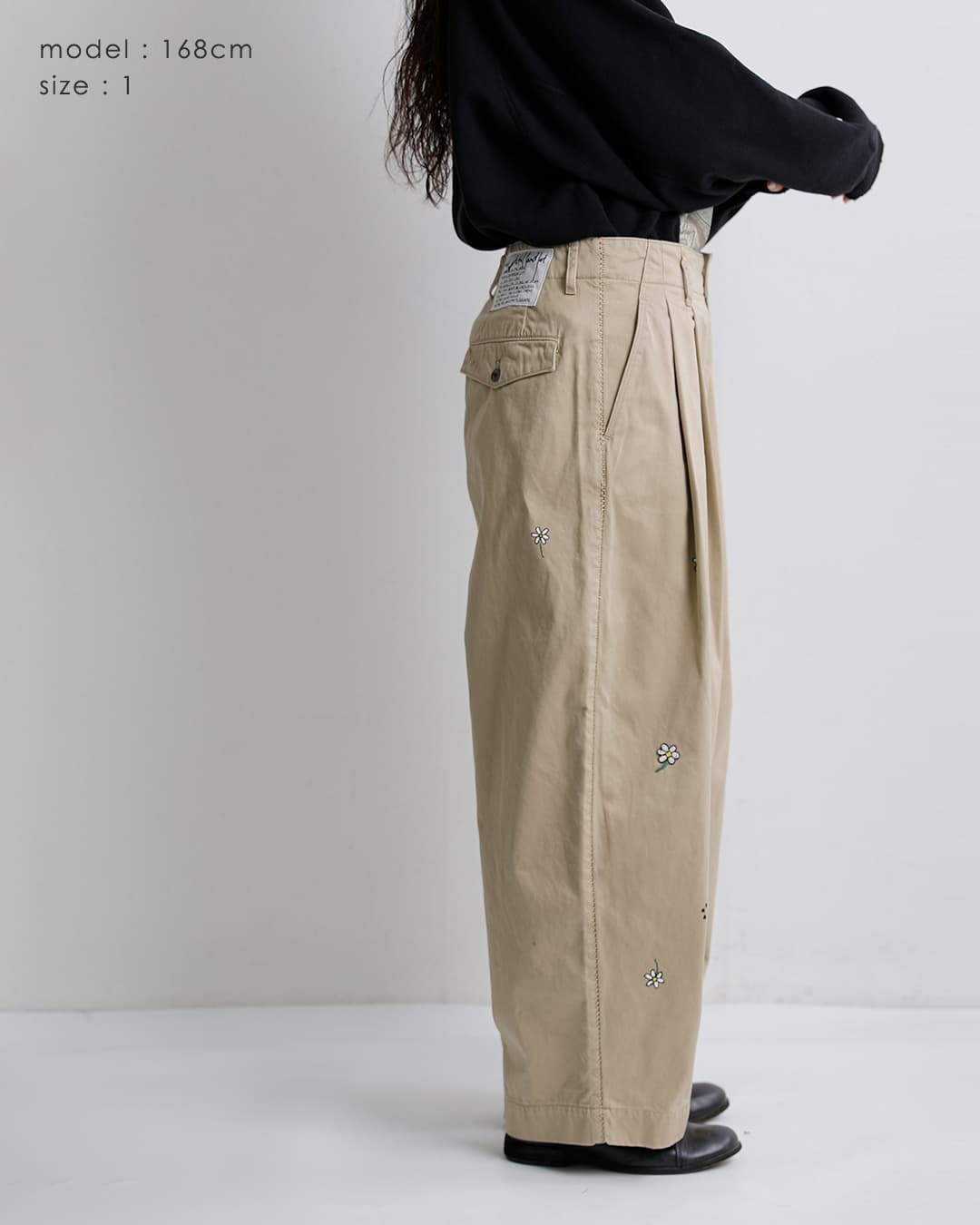 my beautiful landlet(マイ ビューティフル ランドレット)コットン フラワー柄 ツータック ワイドパンツ mbl-wd-chino-pt1-f