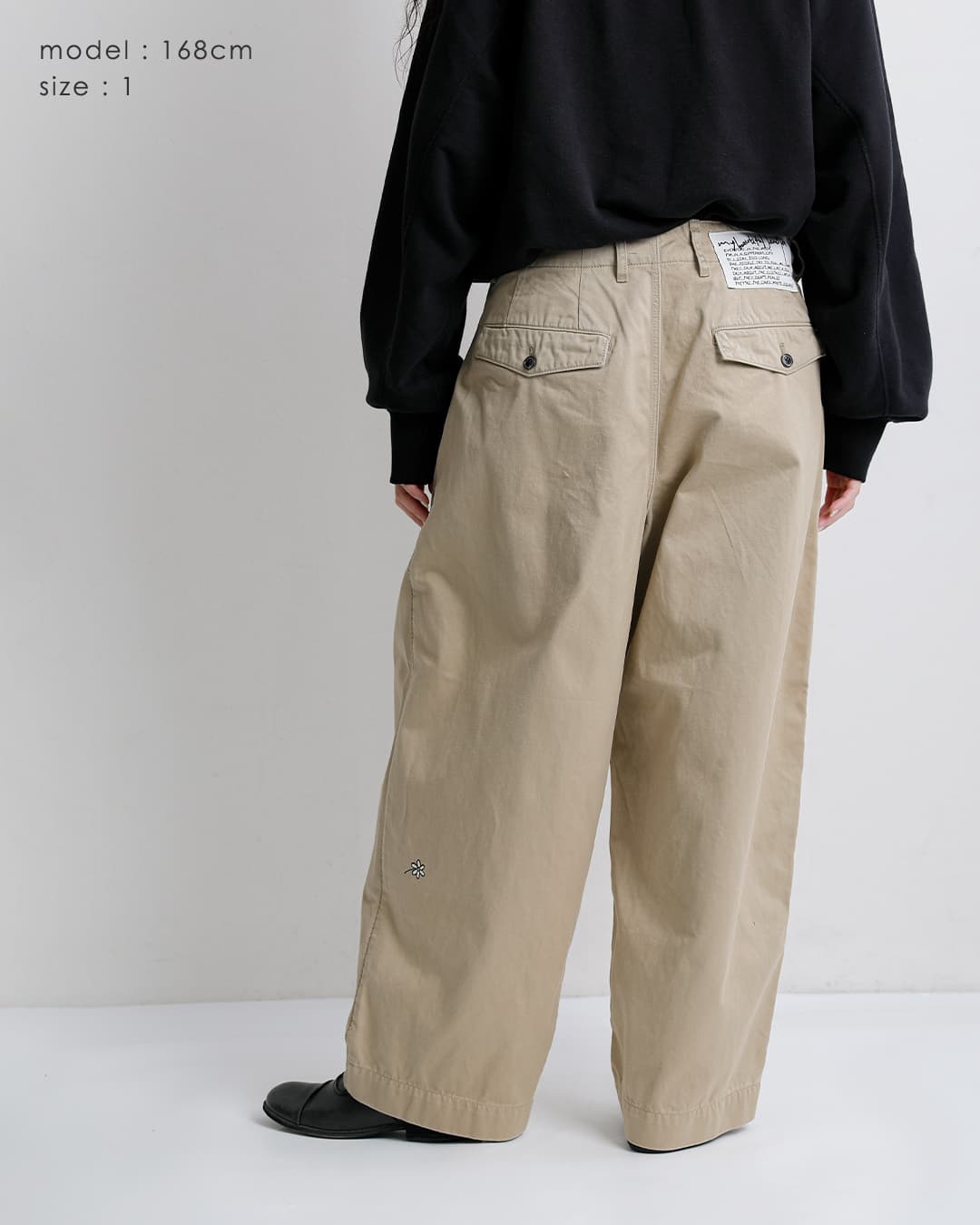 my beautiful landlet(マイ ビューティフル ランドレット)コットン フラワー柄 ツータック ワイドパンツ mbl-wd-chino-pt1-f