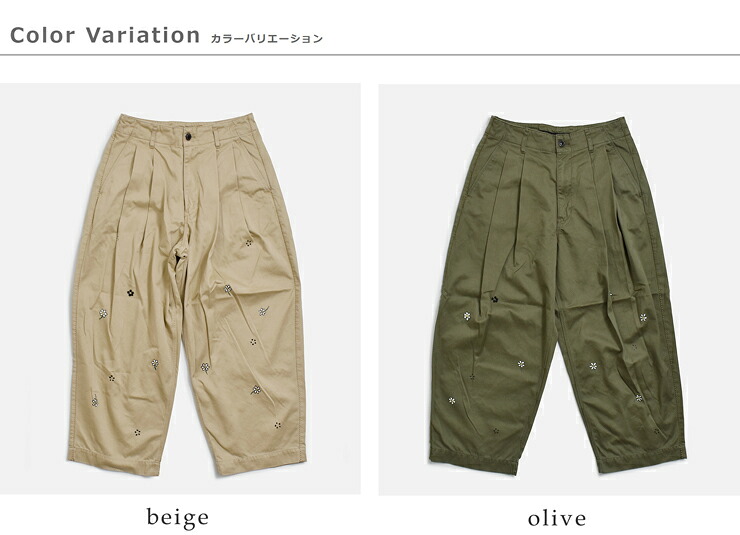 my beautiful landlet(マイ ビューティフル ランドレット)コットン フラワー柄 ツータック ワイドパンツ mbl-wd-chino-pt1-f