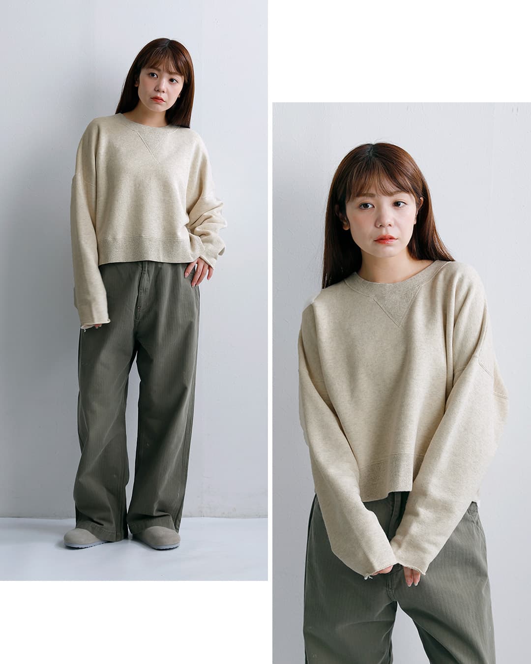 ordinaryfitsコットン裏毛 ワイド バーバー スウェットシャツ BARBER SWEAT cs022-326
