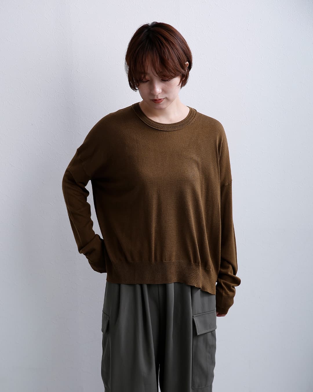 C.T.plageシルク カシミヤ クルーネック ニットセーター ct26306