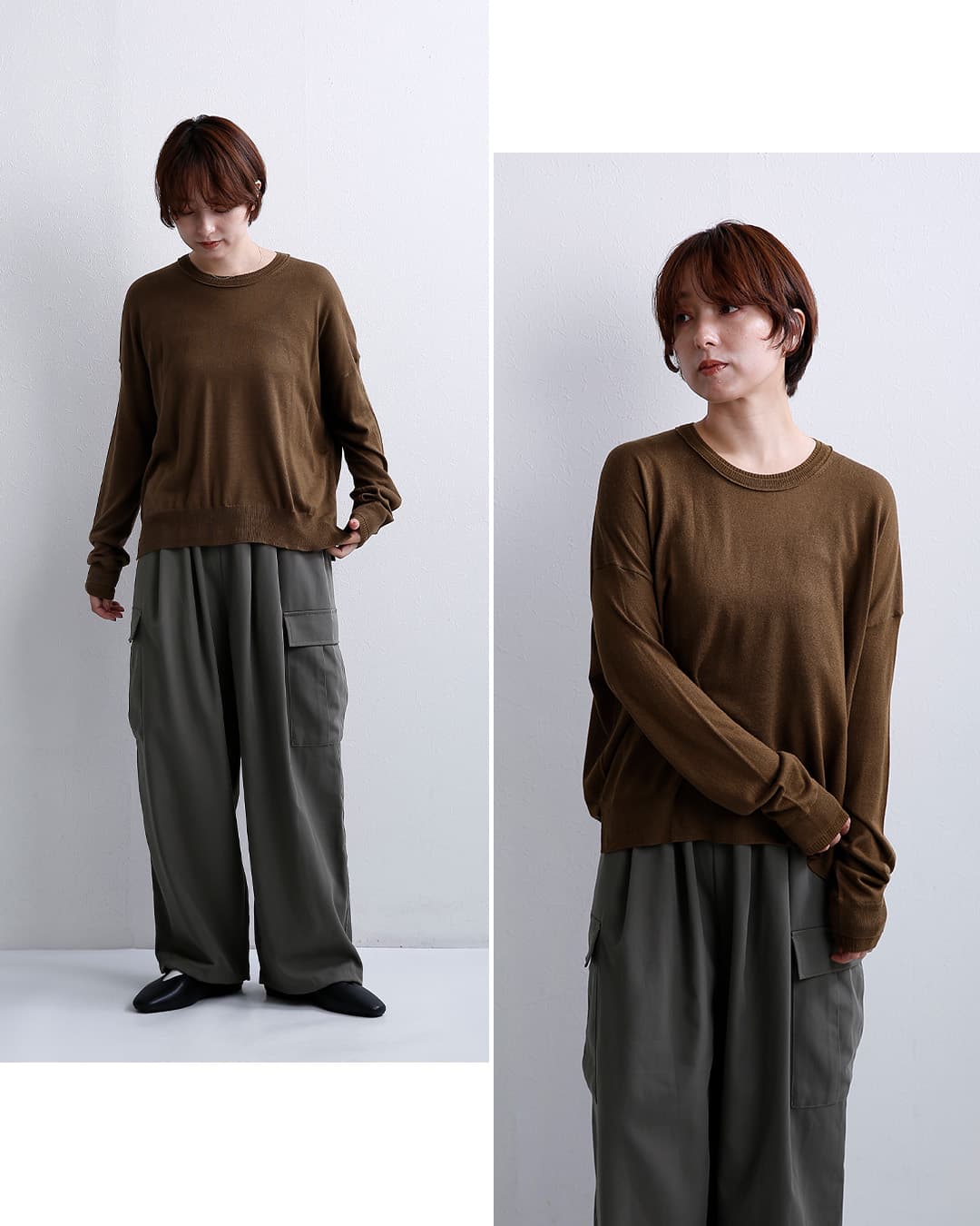C.T.plageシルク カシミヤ クルーネック ニットセーター ct26306