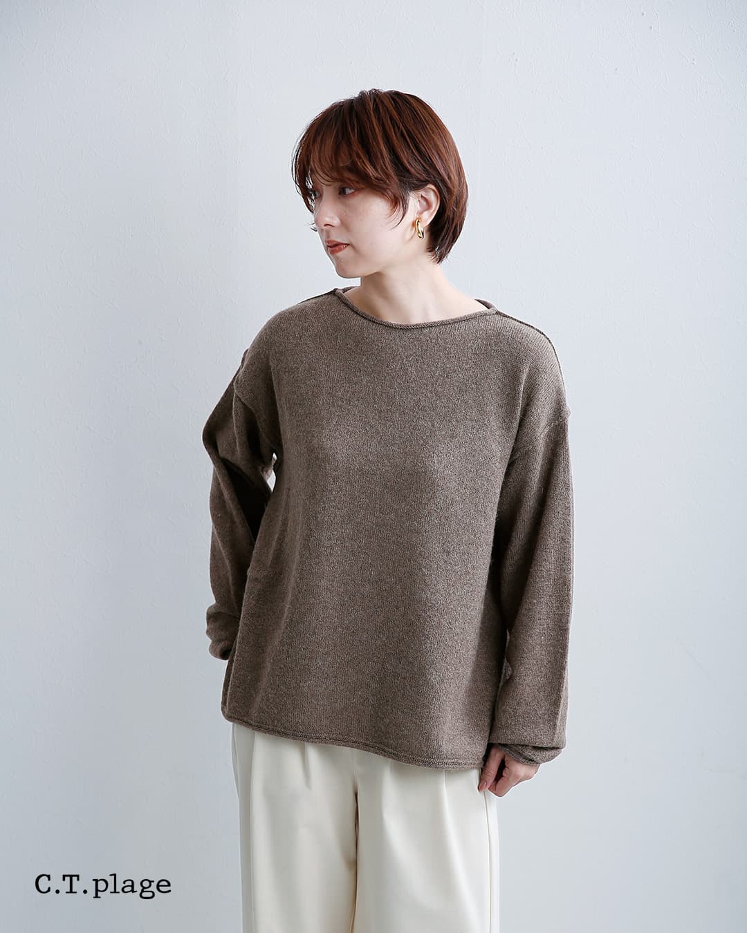 C.T.plageロイヤルアルパカ クルーネック ニットセーター ct26312